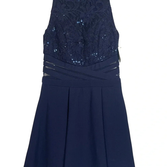 Windsor Navy Homecoming Dress with mesh waist detail and pockets • NWT • Size 1 - Picture 2 of 7